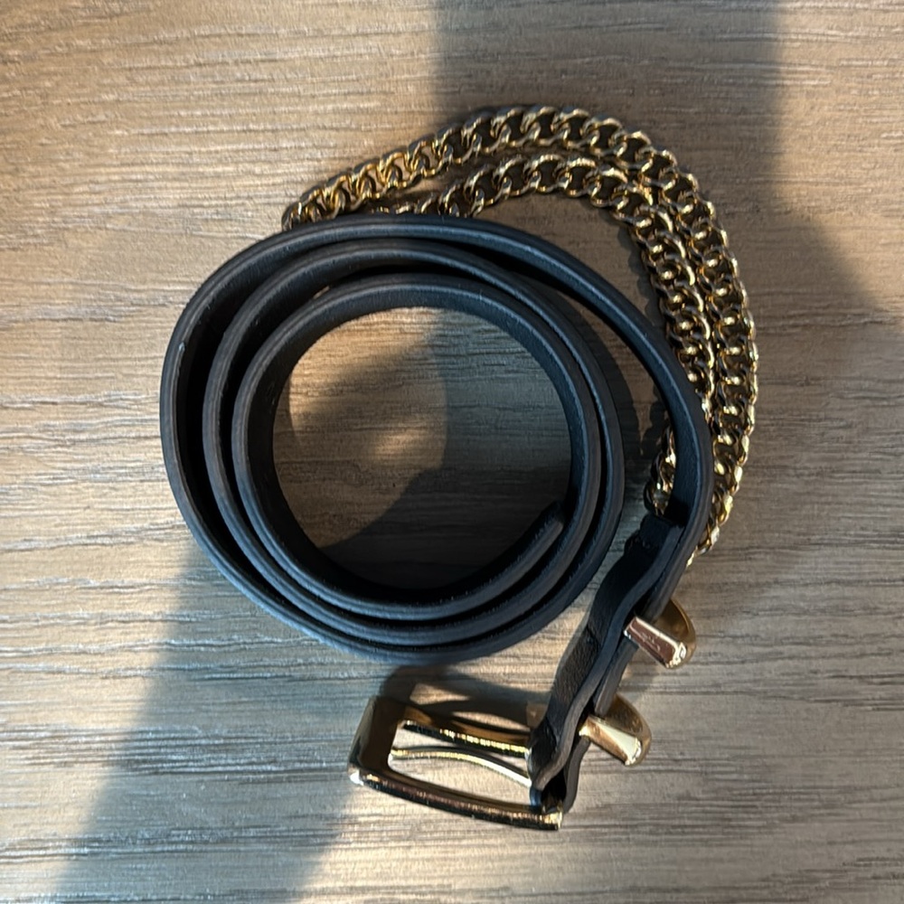 B-Low the Belt Phoenix Black leather and Gold Chain belt size small - Picture 5 of 6